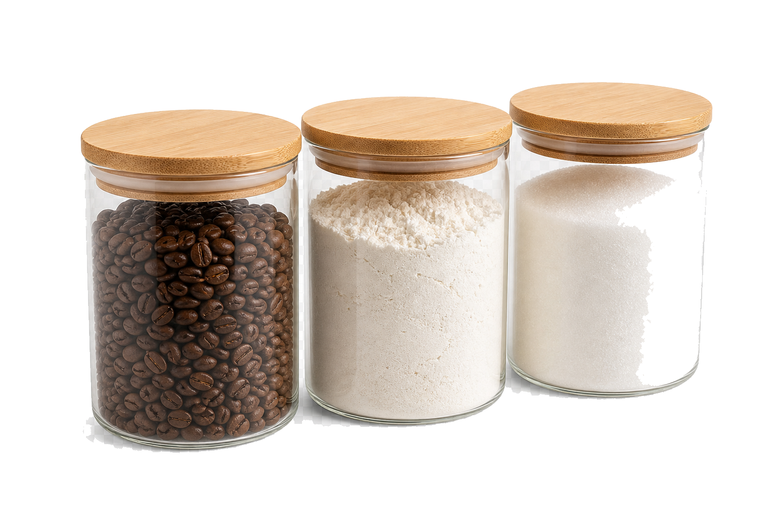 Airtight Glass Canister Trio with Bamboo Lids
