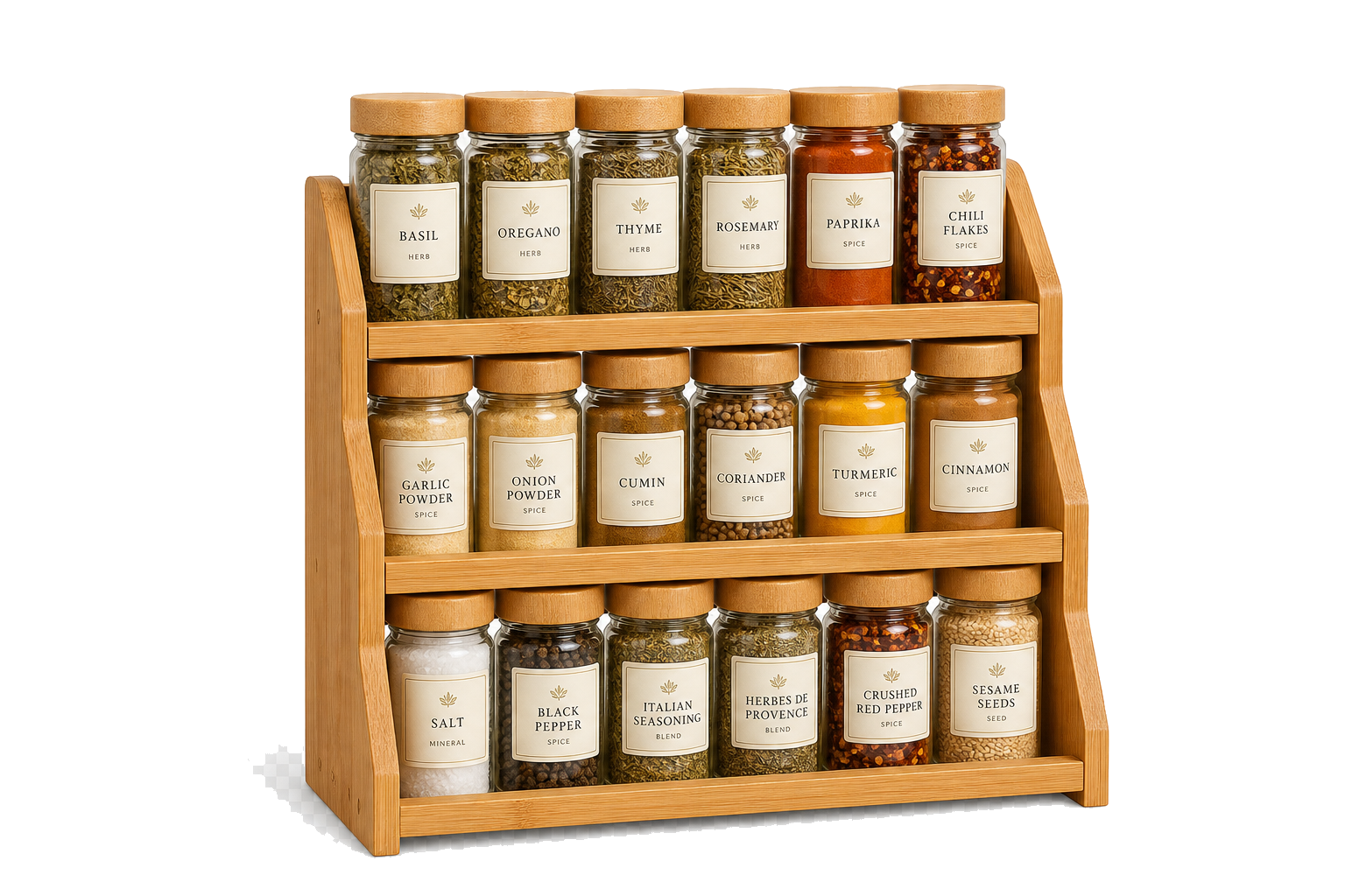 Bamboo 3-Tier Spice Rack Organizer