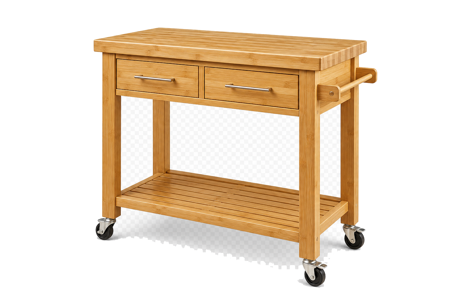 Bamboo Kitchen Island Cart with Storage
