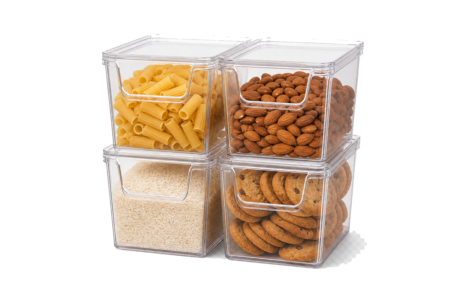 Stackable Clear Pantry Bins (Set of 4)